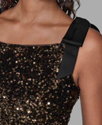 Women's Square Neck Sequin Detail Dress