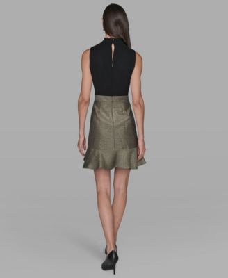 Women's Mock Neck Flounce Hem A-Line Dress