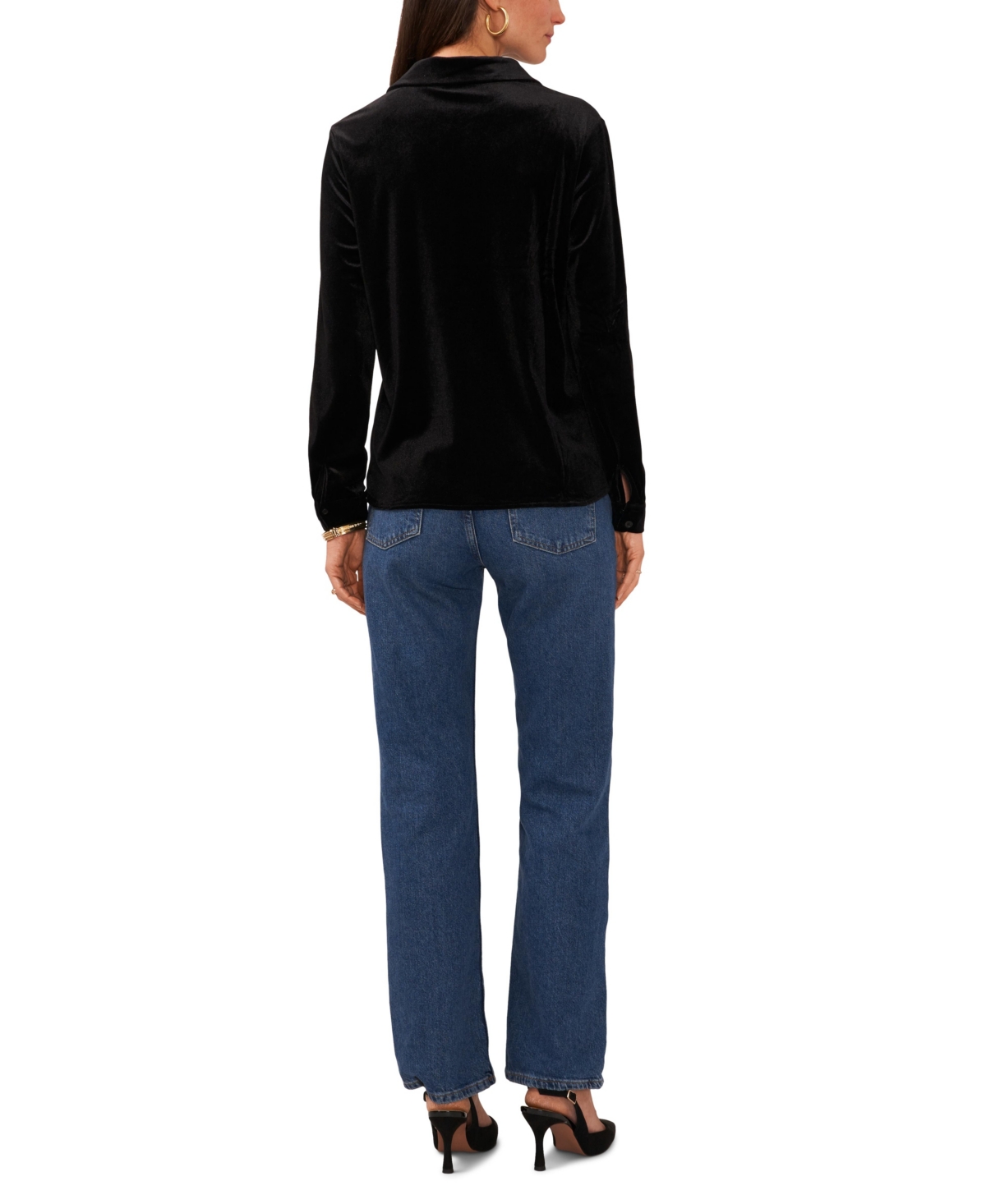 Vince Camuto Women's Button-down Collar Top In Black