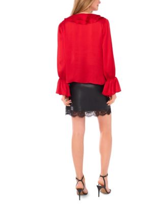 Women's Ruffled V-Neck Bell-Sleeve Top