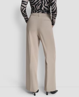 Women's Pintuck Wide Leg Mid Rise Trousers