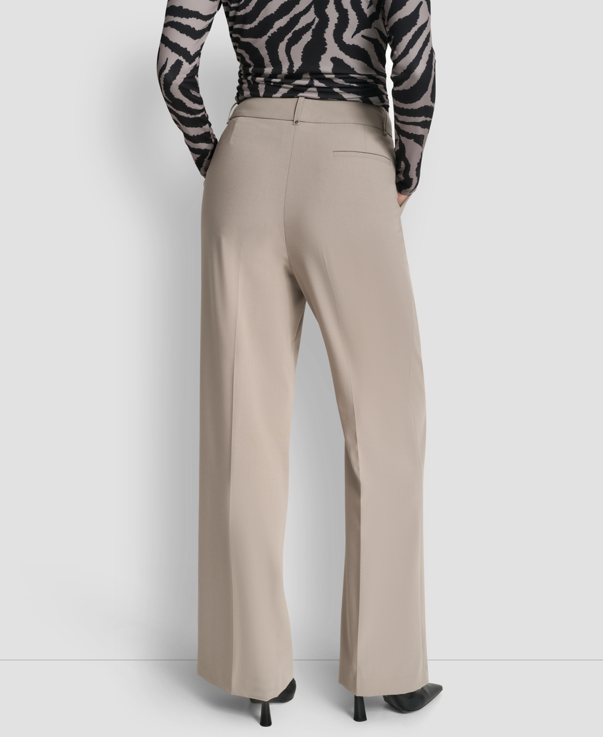 Dkny Women's Pintuck Wide Leg Mid Rise Trousers In Gray