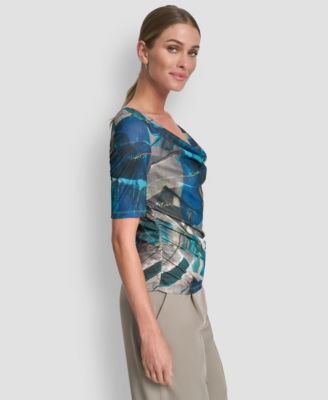 Women's Drape Neck Short Sleeve Top