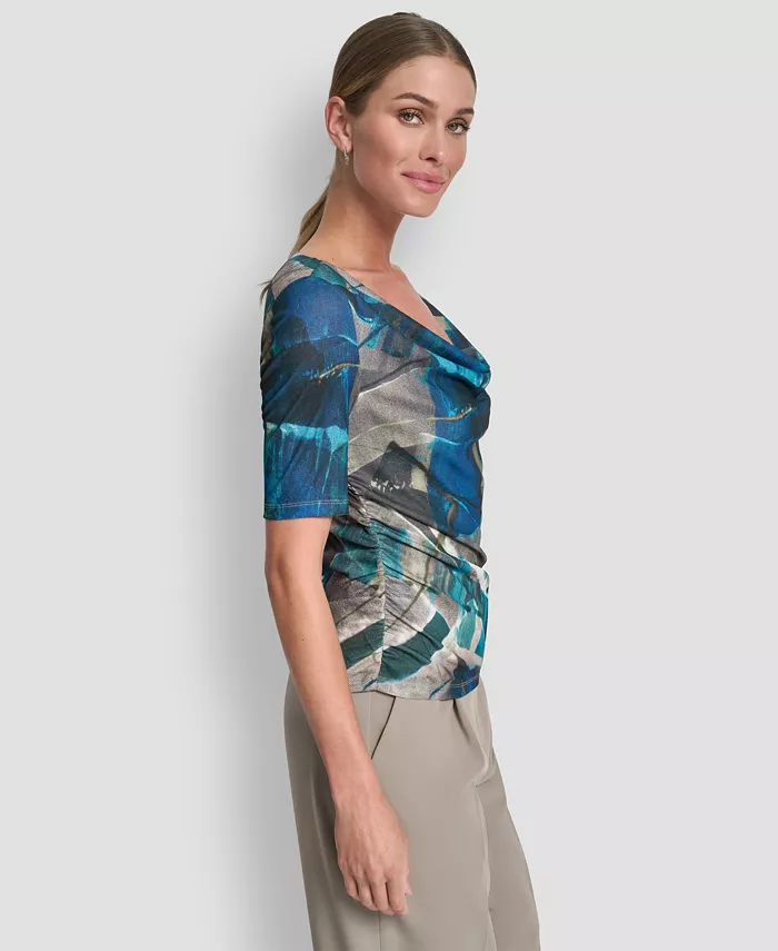 Women's Drape Neck Short Sleeve Top - thumbnail 2