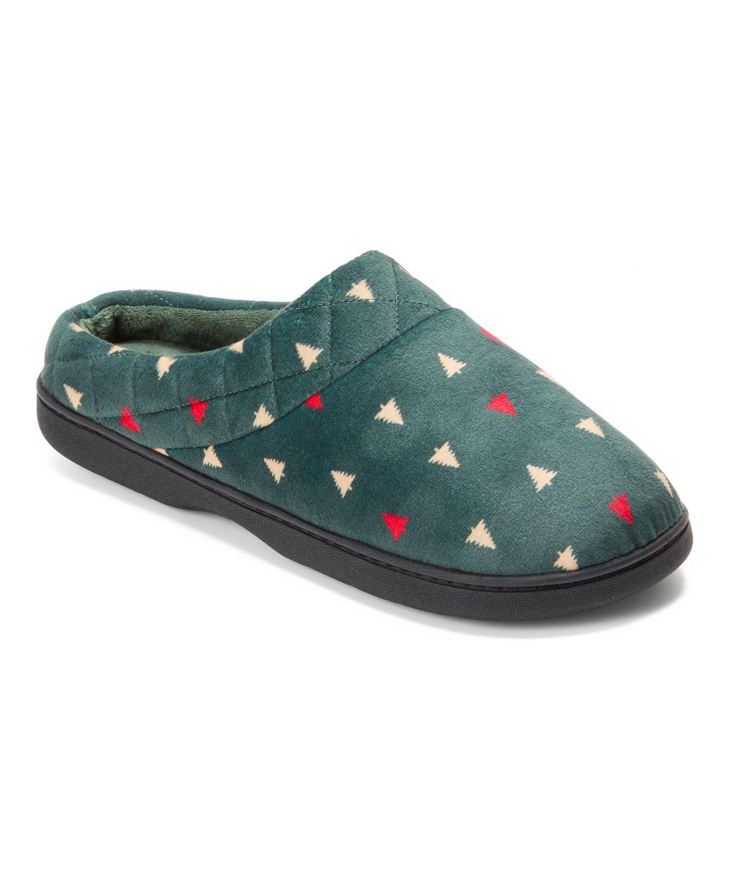 Женские сабо Dearfoams Darcy Velour Clog Slippers, цвет: Тёмно-зелёный — фото 1