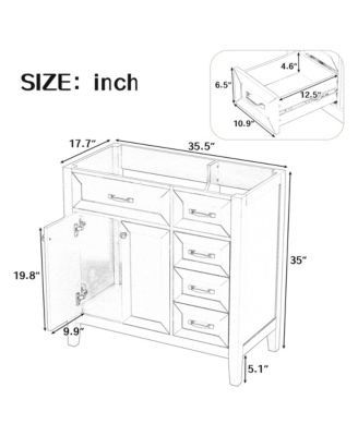 36" Bathroom Vanity, Cabinet Base Only, Bathroom Cabinet with Drawers, Solid Frame and MDF Board
