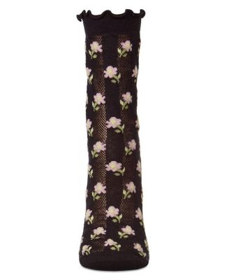 Women's "Ditsy Floral" Cotton-Rich Mini-Net Ruffle-Edge Ankle Sock