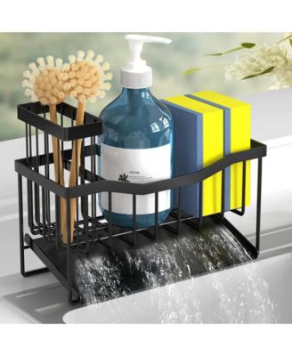 Stainless Steel Sink Caddy &amp;#x2013; Sponge and Brush Holder with Self-Draining Tray