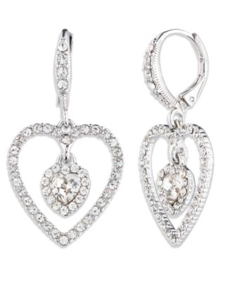 Glass Stone Gold-Tone Heart Orbital Earrings (also in Silver-Tone)