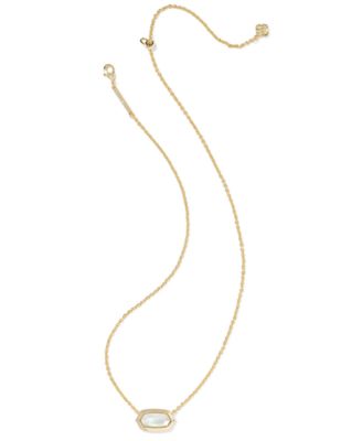 Imitation Pearl 14k Gold Plated Over Brass Elisa Bezel Short Pendant Necklace