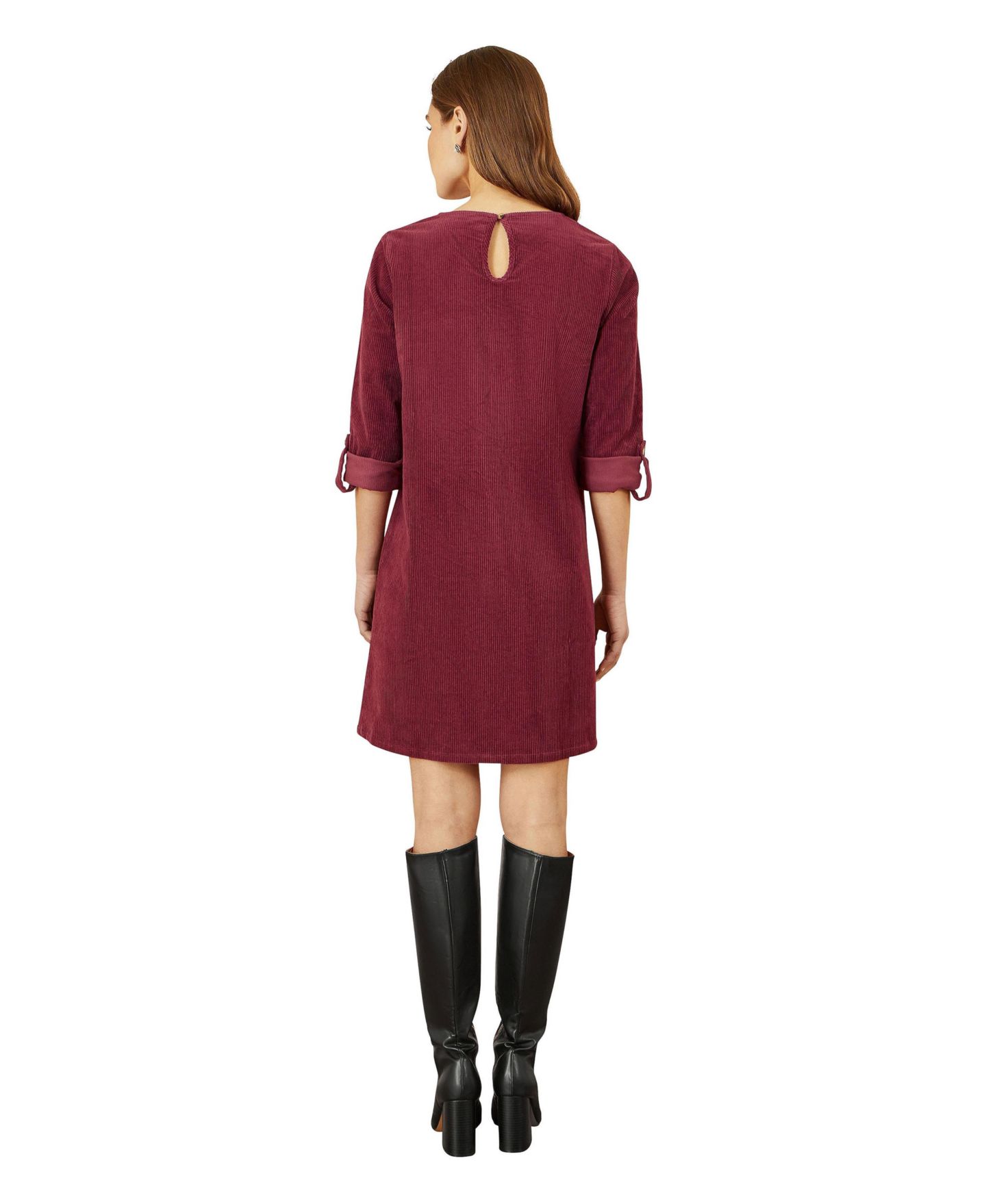 Женское платье Yumi Cord Tunic Dress With Pockets, цвет: Бордовый — фото 6