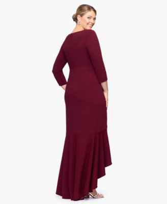 Plus Size V-Neck Long Ruffle Dress