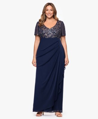 XSCAPE - Plus Size Applique Short Sleeves Sheath Dress