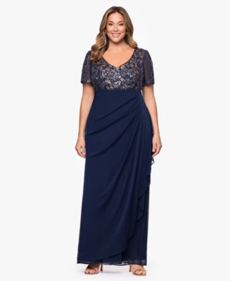 XSCAPE Plus Size Applique Short Sleeves Sheath Dress - Macy's