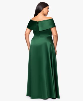 Plus Size Satin Off-The-Shoulder Gown