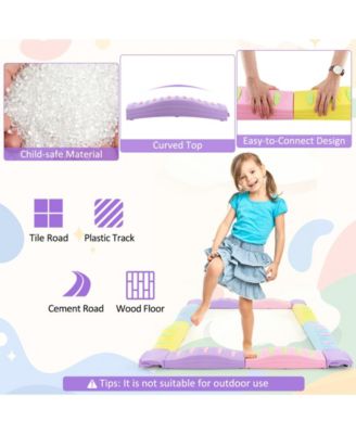 Colorful Kids Wavy Balance Beam with Textured Surface and Non-slip Foot Pads