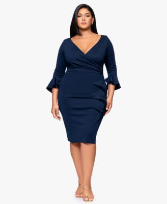 Betsy & Adam - Plus Size 3/4-Sleeve Sheath Midi Dress