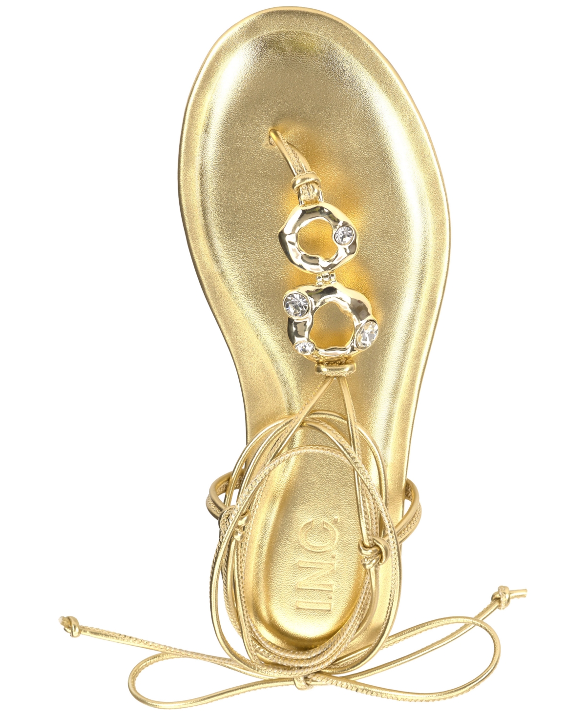 Inc International Concepts Women's Hakima Lace-up Flat Sandals, Macy's Exclusive In Gold