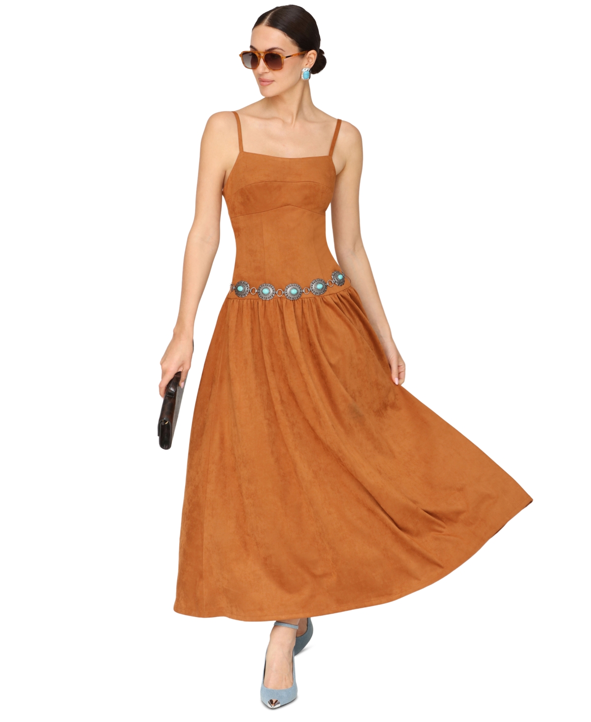 Avec Les Filles Women's Drop Waist Sweetheart Neck Maxi Dress In Multi