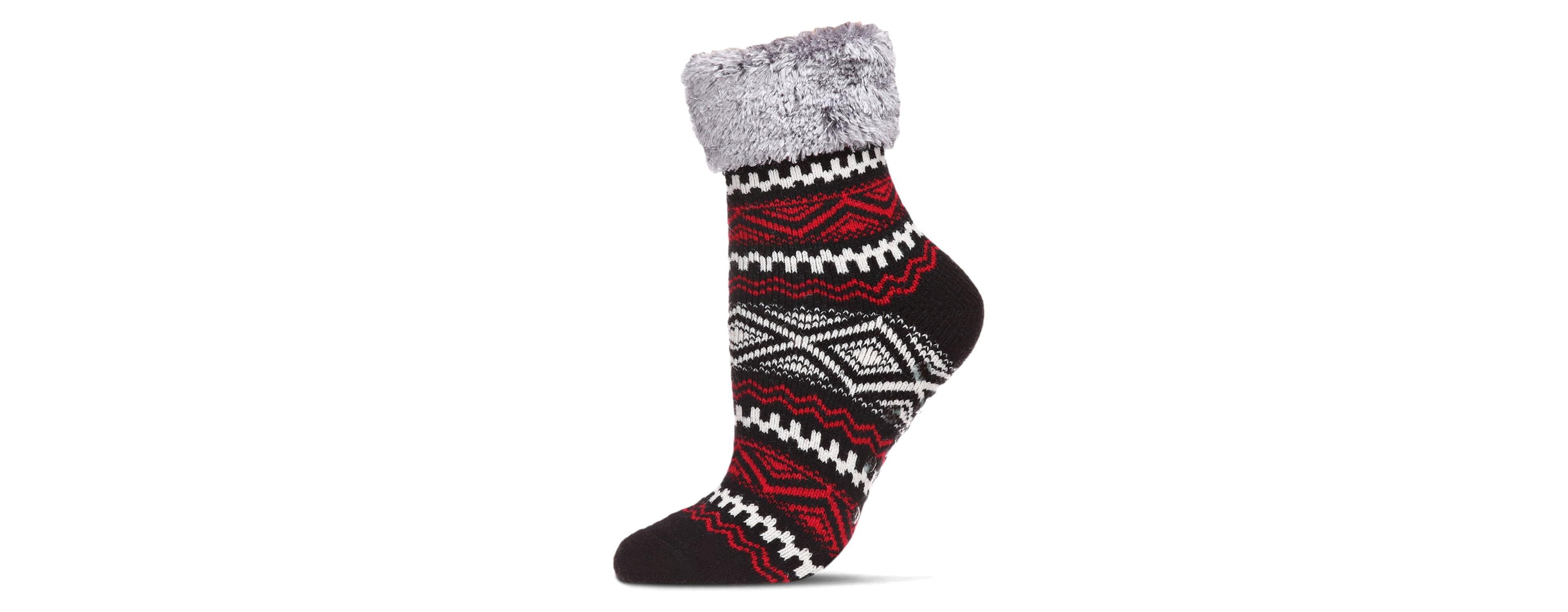 MeMoi Women's Aztec Fair Isle Plush Cabin Socks
