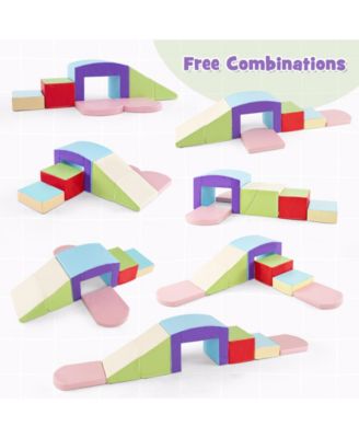 6 Pieces Foam Climbing Blocks Soft Play Climbing for Toddlers with Tunnel
