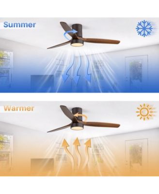 52-inch Modern Brown 3-Blade Flush Mount Fans Supports Remote Control 6-Speed Arbitrary Adjustment and Timing Function