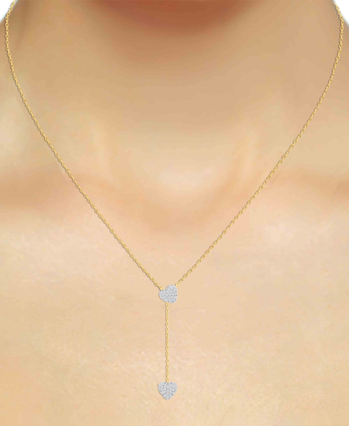 Macy's White Diamond Necklace (1/4 ct. t.w.) in 14K Gold Plating with Sterling Silver
