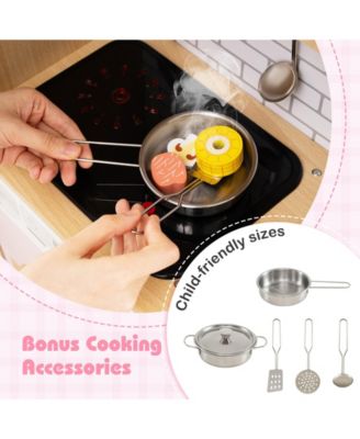 Kids Wooden Kitchen Playset with Realistic Lights and Sounds