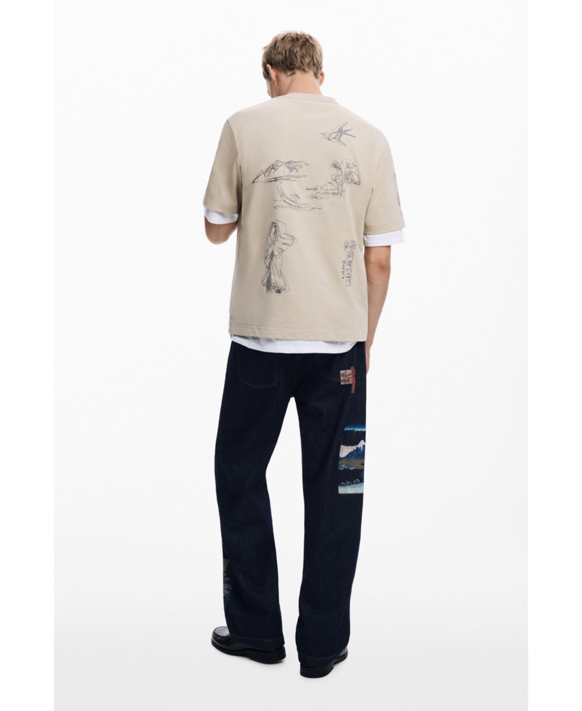 Desigual Men's T-shirt with carp drawings