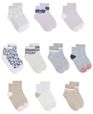 Girls' 4-11 Fashion Quarter Socks, 10-Pack Set