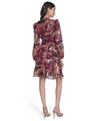 Women's Crewneck Long Sleeve Tiered Dress