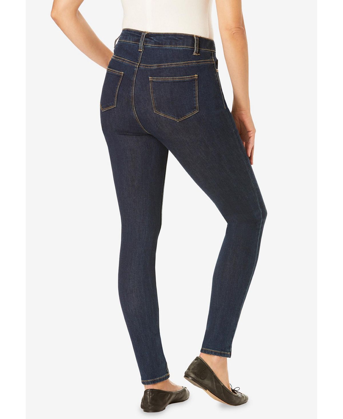 Woman Within Women's Within Tall Slim-Leg Stretch Comfort Denim Five-Pocket Jeans view 2 — MAYCSS fashion products