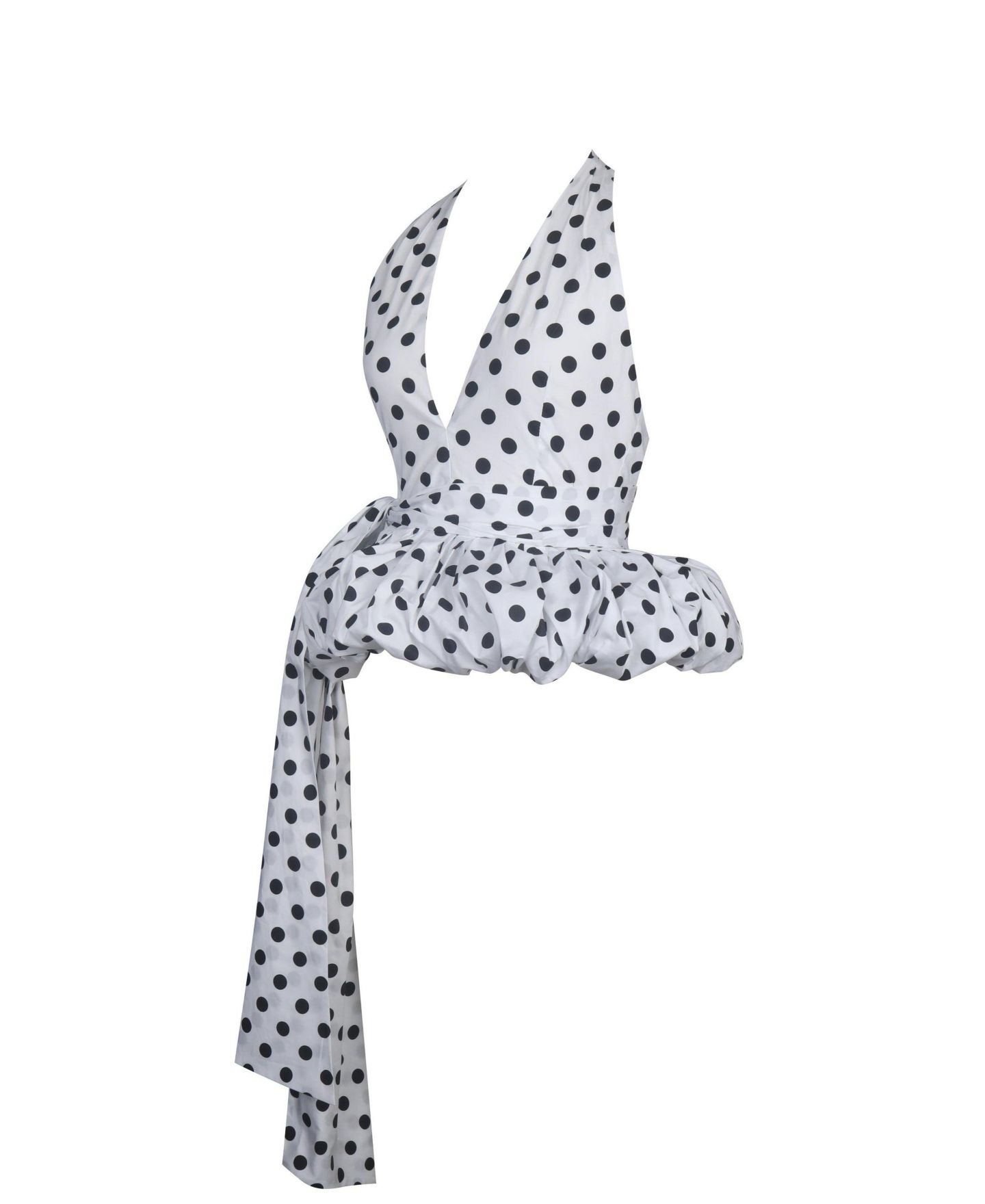 Женский топ Miss Circle Ilene White and Black Polka Dot Bubble Hem Halter, цвет: В горошек — фото 11