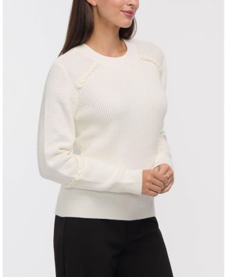 Women's Crew Neck Sweater with Braided Details