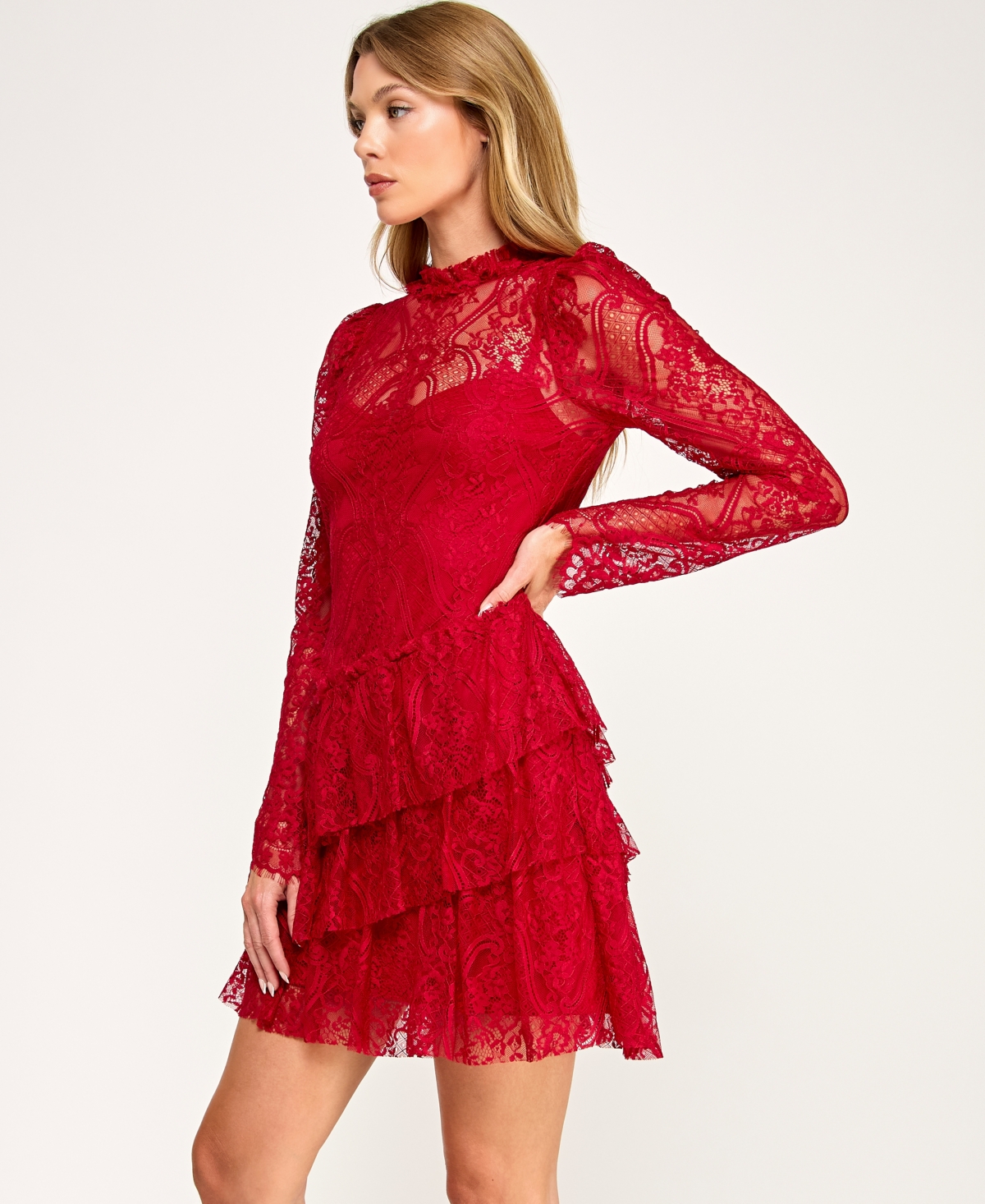 Row A Women's Long-Sleeves 3 Tier Dress
