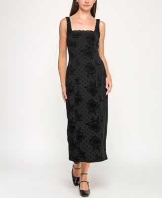 ROW A - Juniors' Sleeveless Flocked Dress