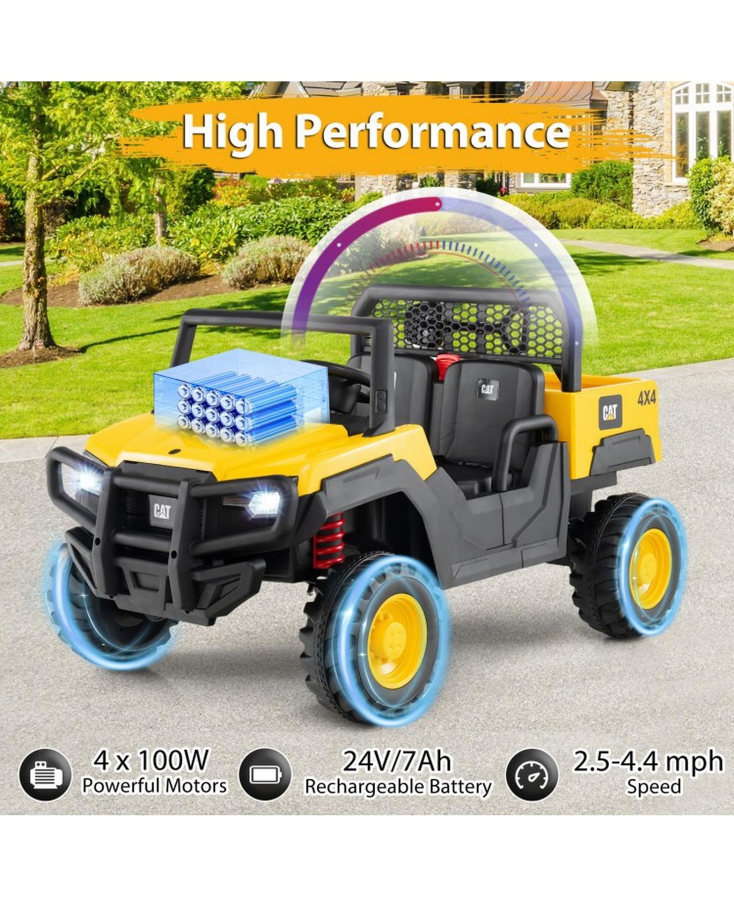 Детская игрушка SUGIFT 24V Ride On Dump Truck Licensed Caterpillar 2-Seater Kids Car with Remote Control, цвет: Жёлтый — фото 5
