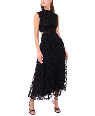 knee length dresses for ladies Elsie Navy Cut-Out Neck Midi Dress With Short Sleeves  Club L London