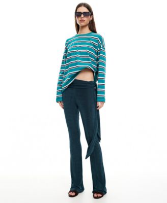 Women's Butterfly Tie Mid Rise Pants