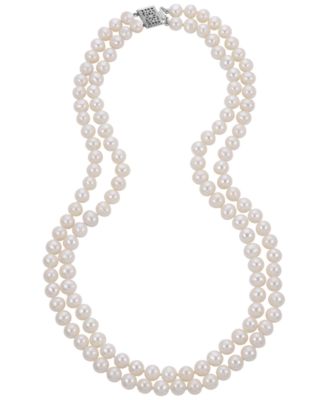 Cultured Freshwater Pearl (6-7mm) Two Strand Necklace in Sterling Silver