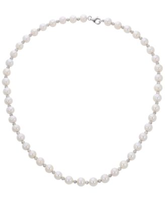 Macy's - Cultured Freshwater Pearl (7-8mm) with Brilliance Beads Necklace in Sterling Silver