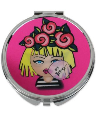 Betsey Johnson - Silver-Tone Pink Emoji Compact Mirror