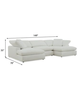 Fog 3-Pc. Fabric Double Chaise Sectional Sofa Set