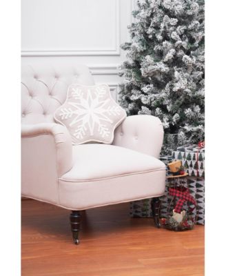 Snowflake Shaped Christmas Cotton Blend Tufted Accent Throw Pillow 18" x 18"