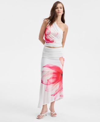 Bar III - Women's Asymmetrical Floral-Print Midi Skirt