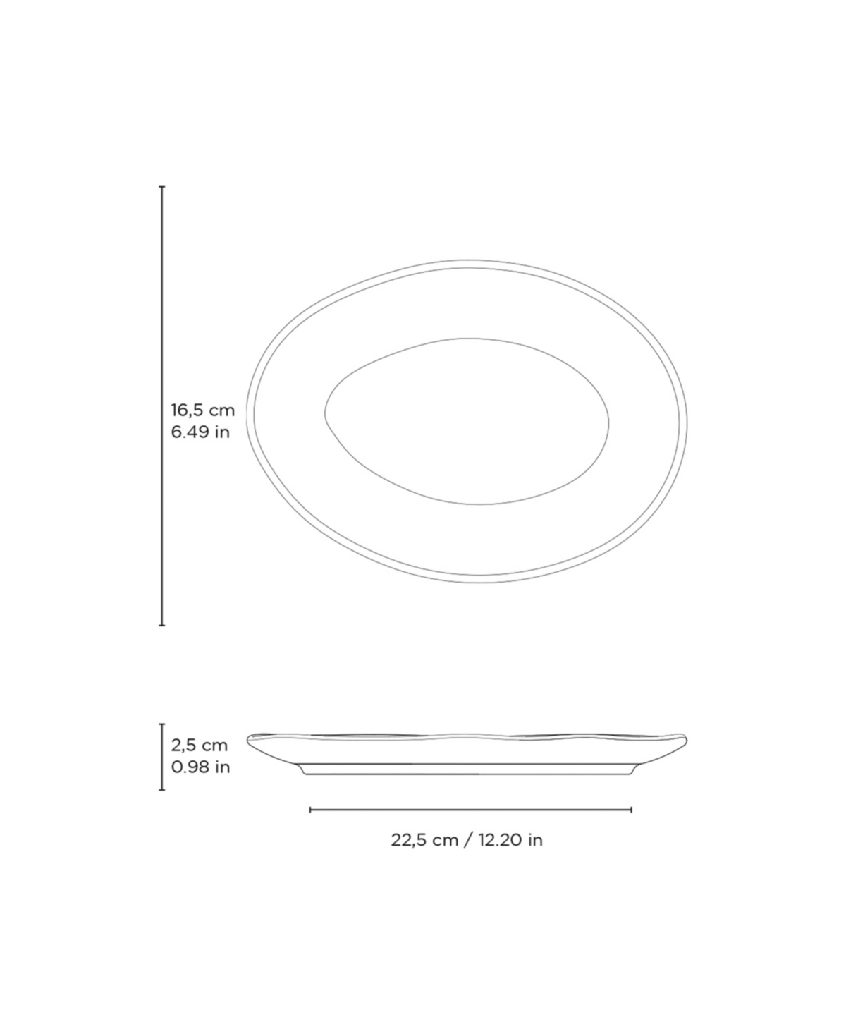 Porto Brasil Stoneware Oval Dessert Plates, Set Of 6 In Brown