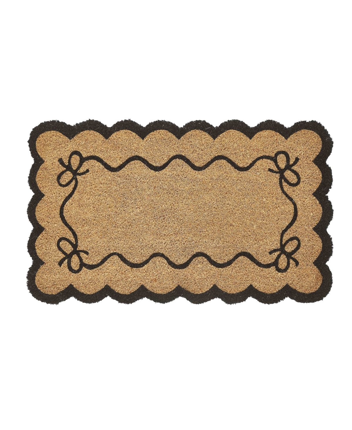 Vcny Home Bow Scalloped Edge Coir Outdoor Doormat, 18" x 30"