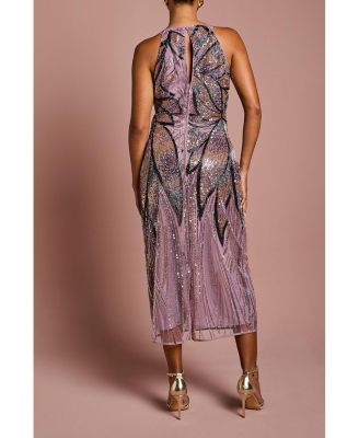 Petite Beaded Column Midi Dress