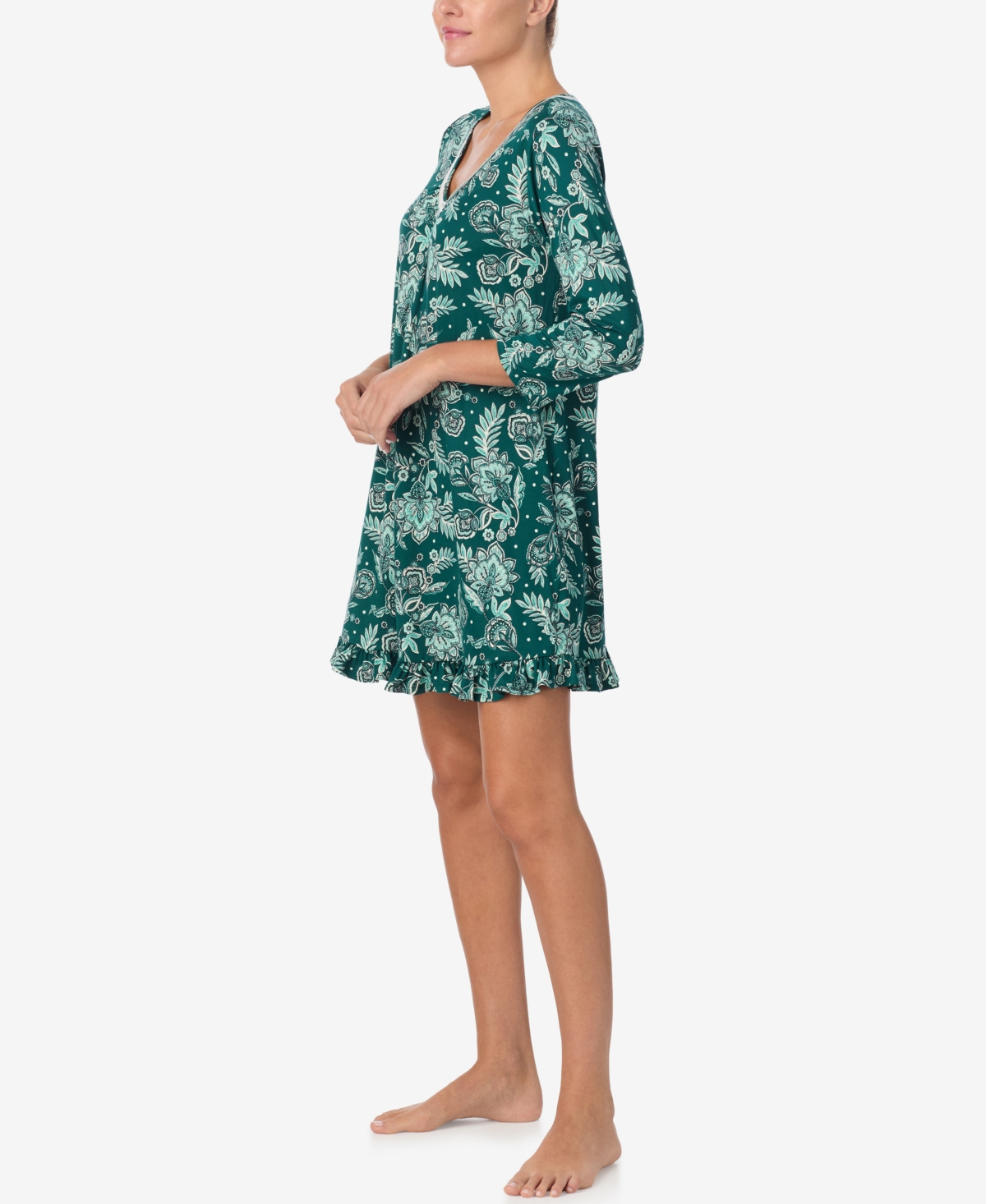 Ellen Tracy Women's Printed V-neck Chemise In Green