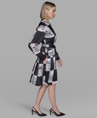 Women's Printed Belted Shirt Dress